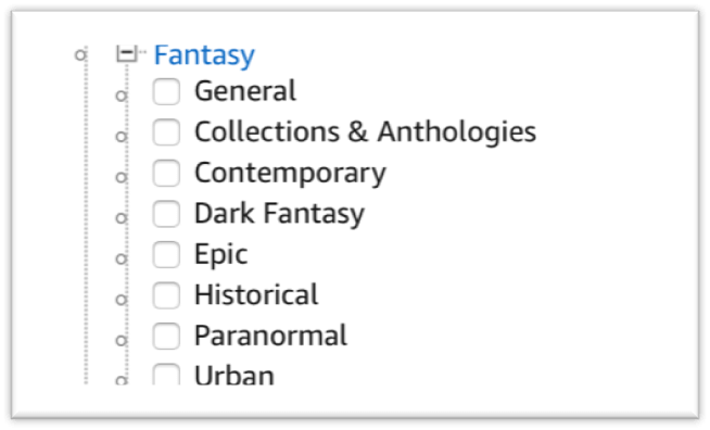 Major Fantasy Categories on amazon